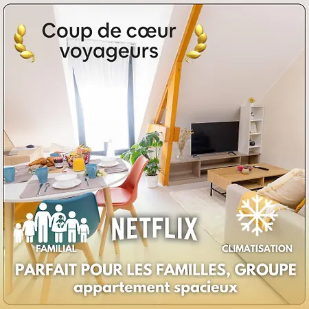 Les Bonn'apparts Sur Seine - La Spacieuse - Famillial 6pers - Parking Apartment Bonnieres-sur-Seine